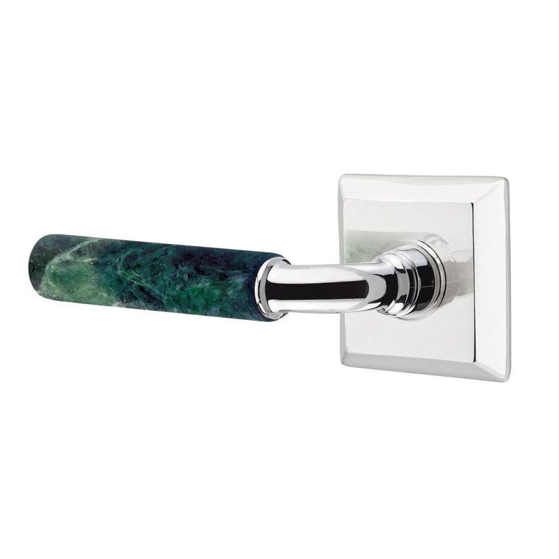 Emtek Select R-Bar Green Marble Lever with Quincy Rosette in finish