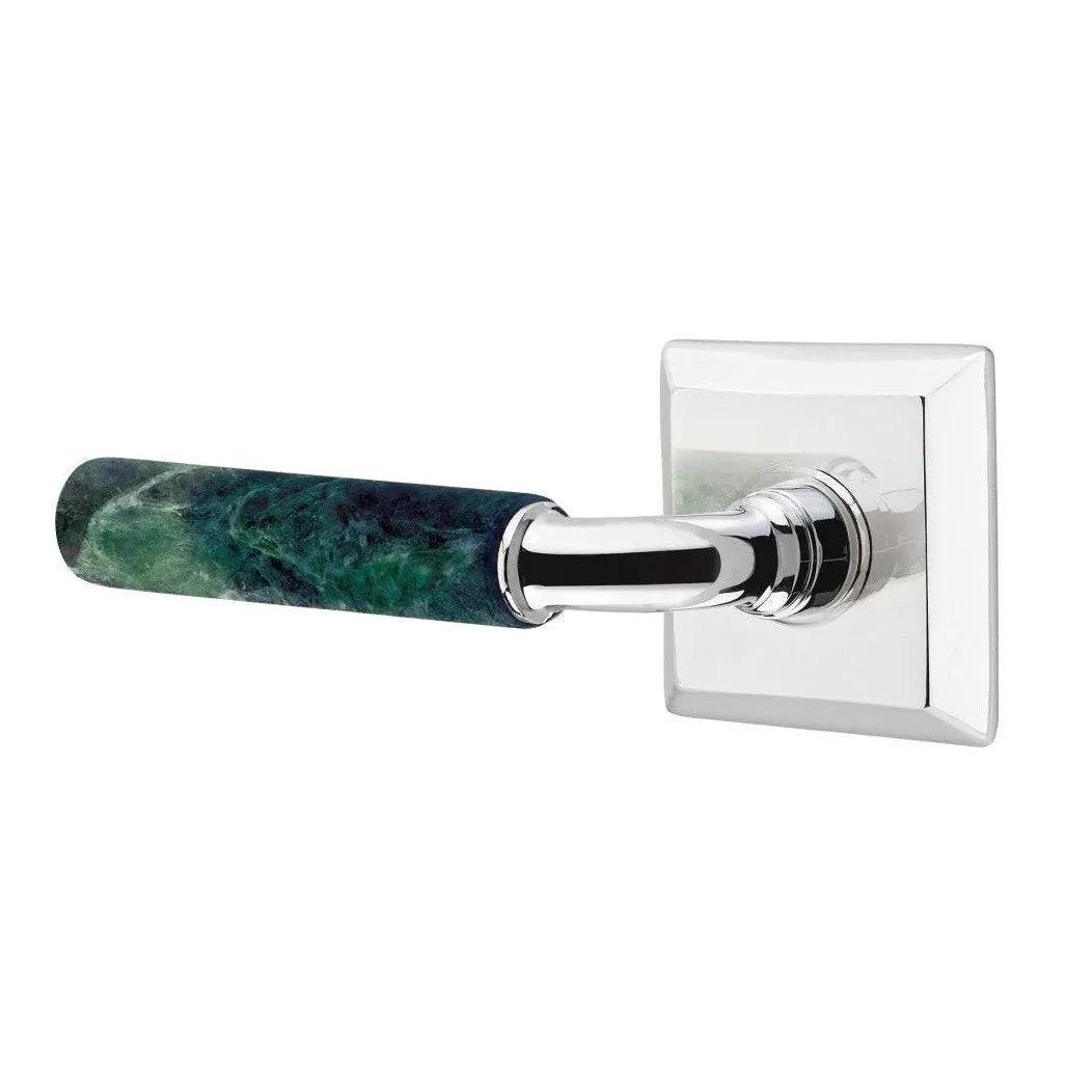 Emtek Select R-Bar Green Marble Lever with Quincy Rosette Polished Chrome
