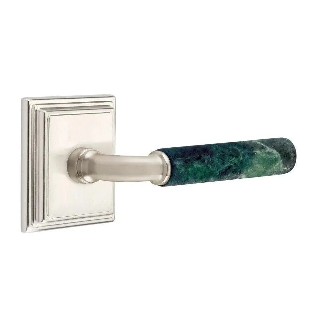 EmtekEmtek Select R-Bar Green Marble Lever with Wilshire Rosette in 