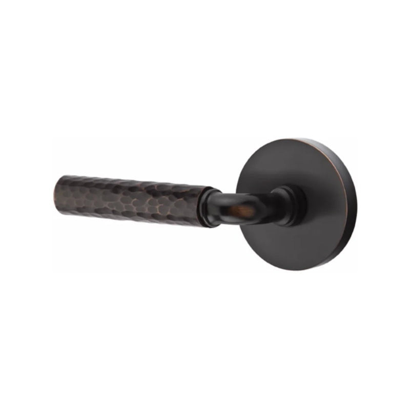 Emtek Select R-Bar Hammered Lever with Disk Rosette in finish