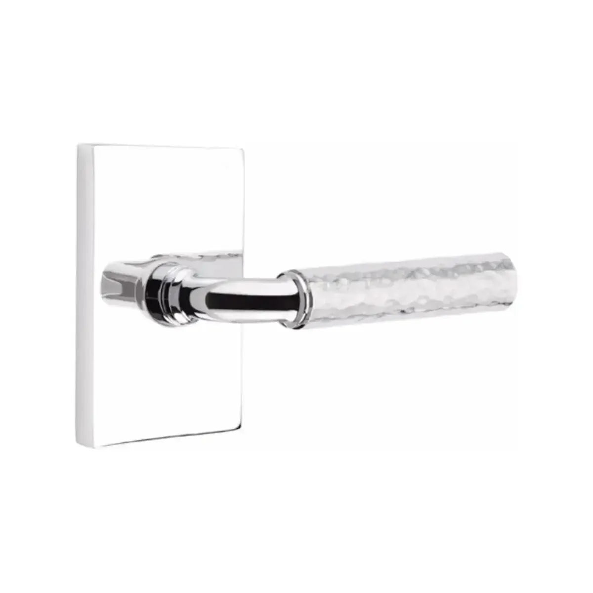 EmtekEmtek Select R-Bar Hammered Lever with Modern Rectangular Rosette in 