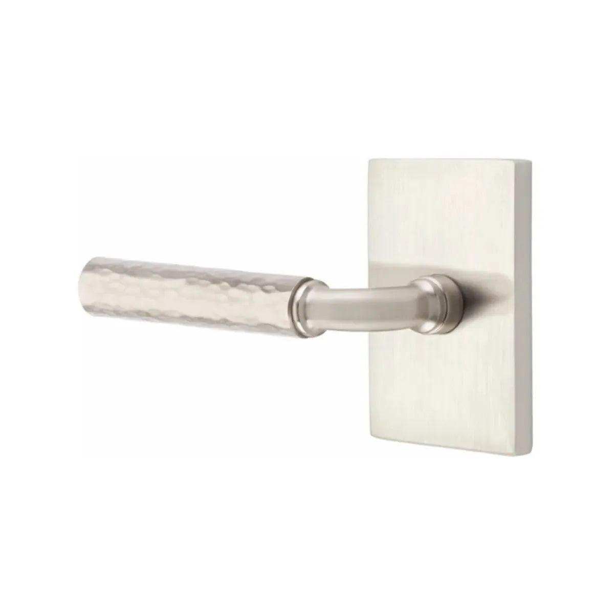 Emtek Select R-Bar Hammered Lever with Modern Rectangular Rosette 