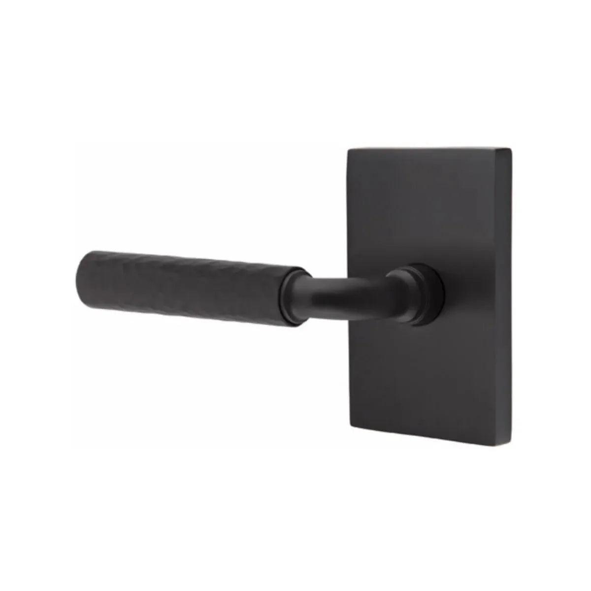 Emtek Select R-Bar Hammered Lever with Modern Rectangular Rosette 