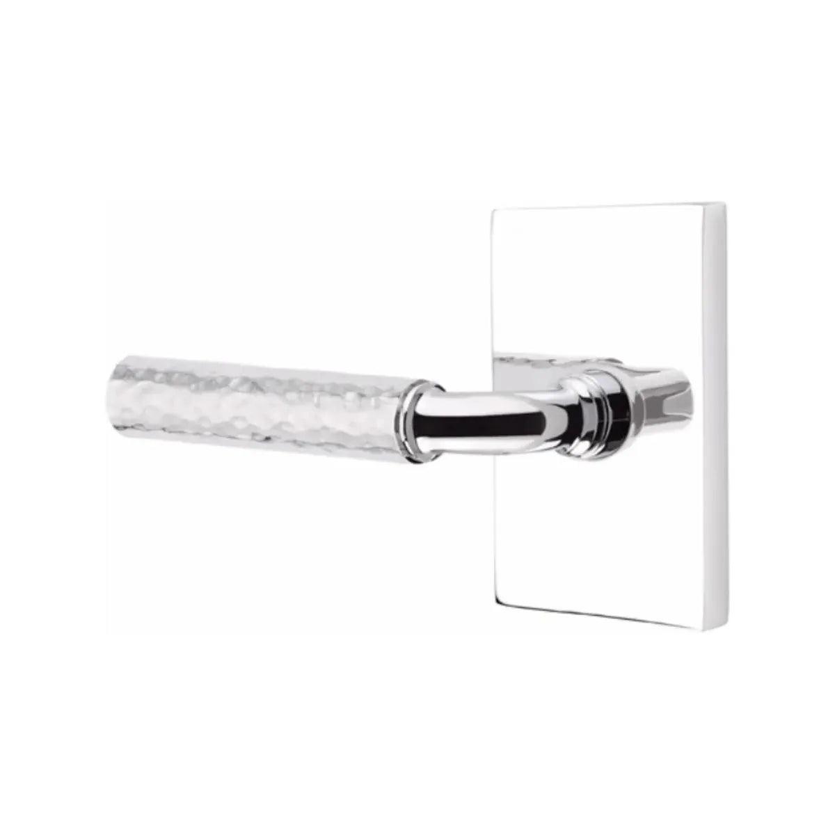Emtek Select R-Bar Hammered Lever with Modern Rectangular Rosette 
