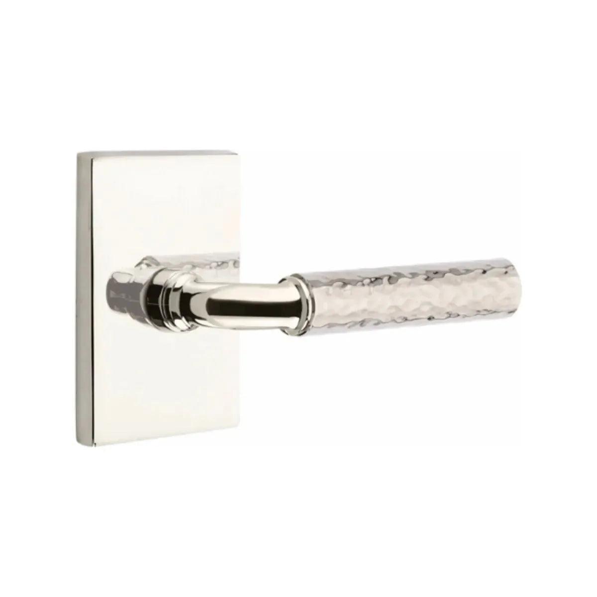 Emtek Select R-Bar Hammered Lever with Modern Rectangular Rosette 