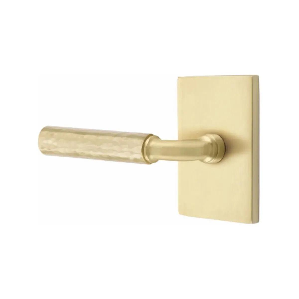 Emtek Select R-Bar Hammered Lever with Modern Rectangular Rosette 