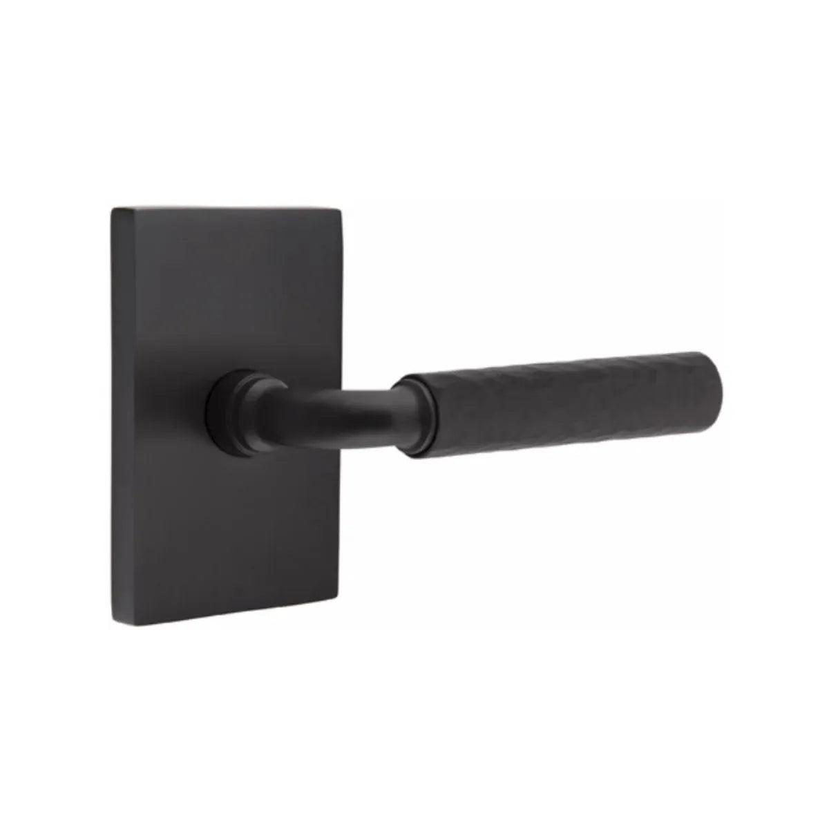 Emtek Select R-Bar Hammered Lever with Modern Rectangular Rosette 