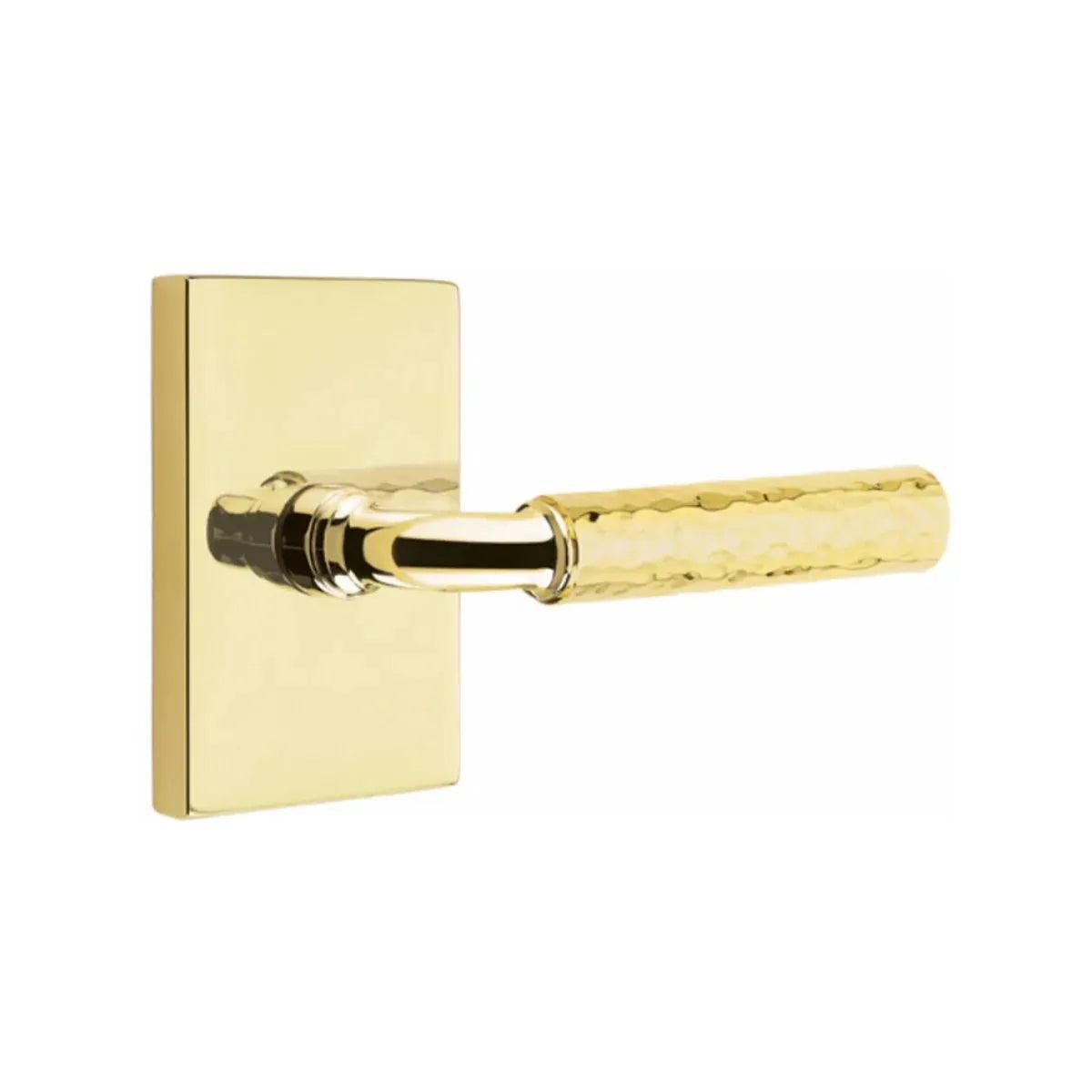 Emtek Select R-Bar Hammered Lever with Modern Rectangular Rosette 