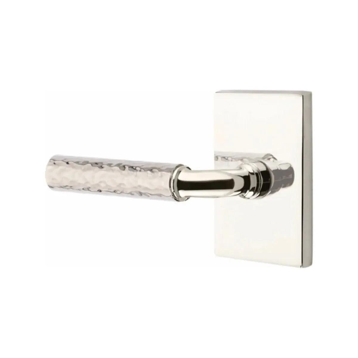 Emtek Select R-Bar Hammered Lever with Modern Rectangular Rosette 