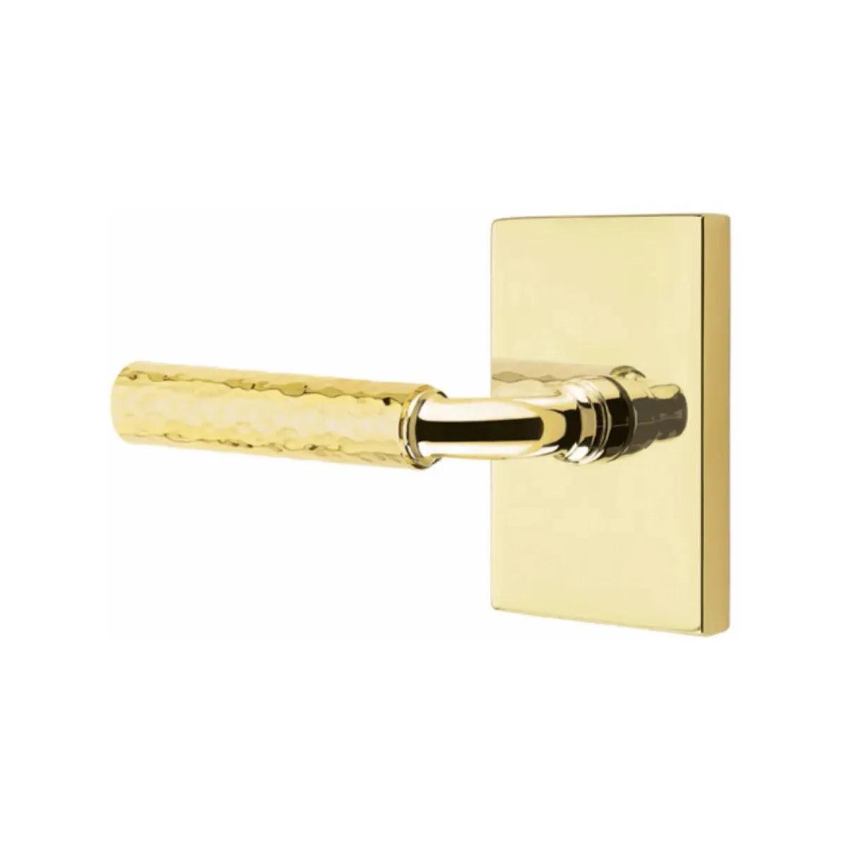 Emtek Select R-Bar Hammered Lever with Modern Rectangular Rosette 