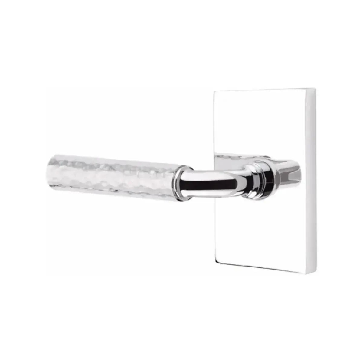 EmtekEmtek Select R-Bar Hammered Lever with Modern Rectangular Rosette in 