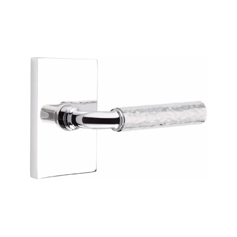 Emtek Select R-Bar Hammered Lever with Modern Rectangular Rosette in finish