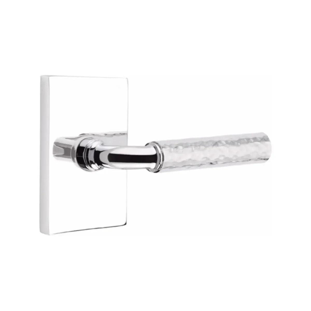 Emtek Select R-Bar Hammered Lever with Modern Rectangular Rosette 
