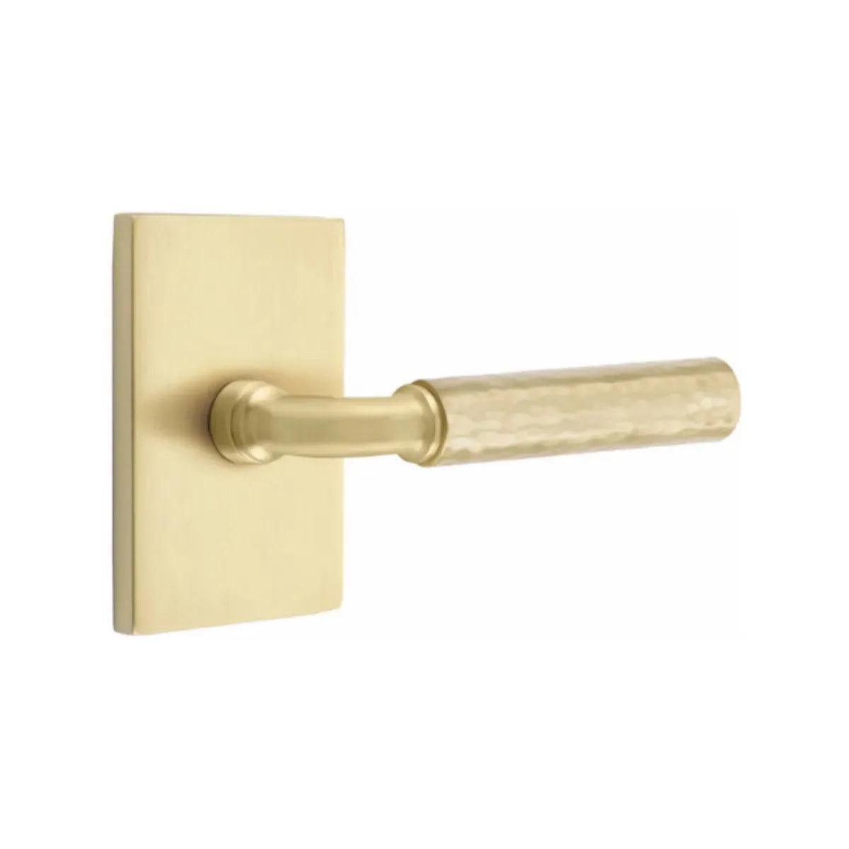 Emtek Select R-Bar Hammered Lever with Modern Rectangular Rosette 