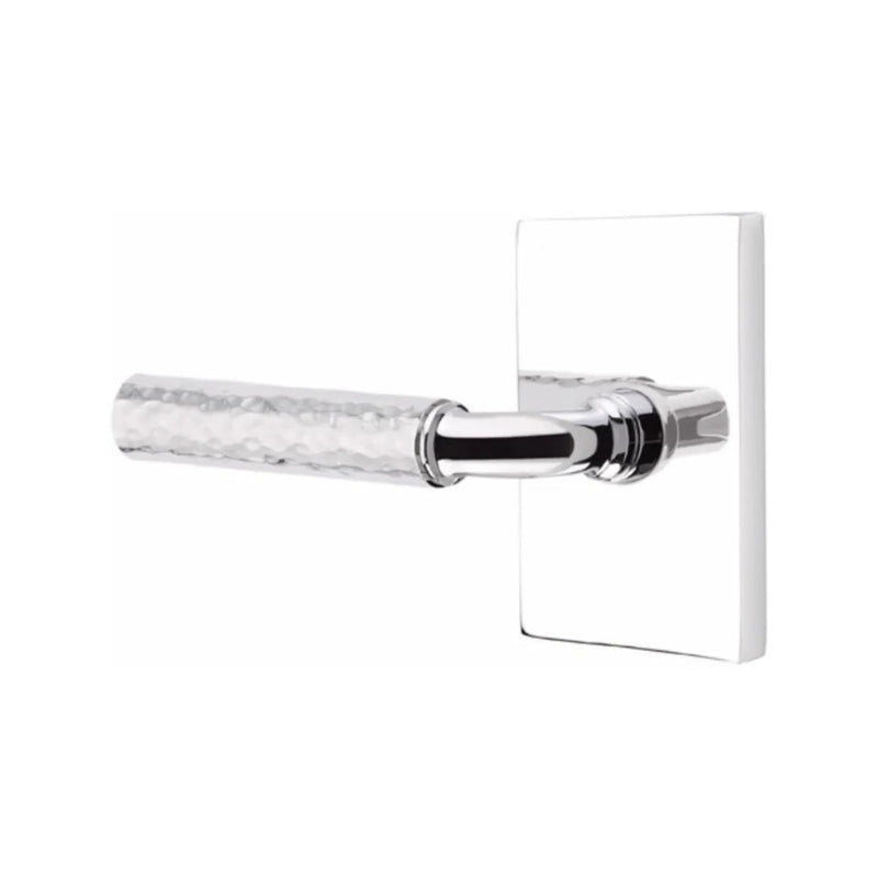 Emtek Select R-Bar Hammered Lever with Modern Rectangular Rosette in finish