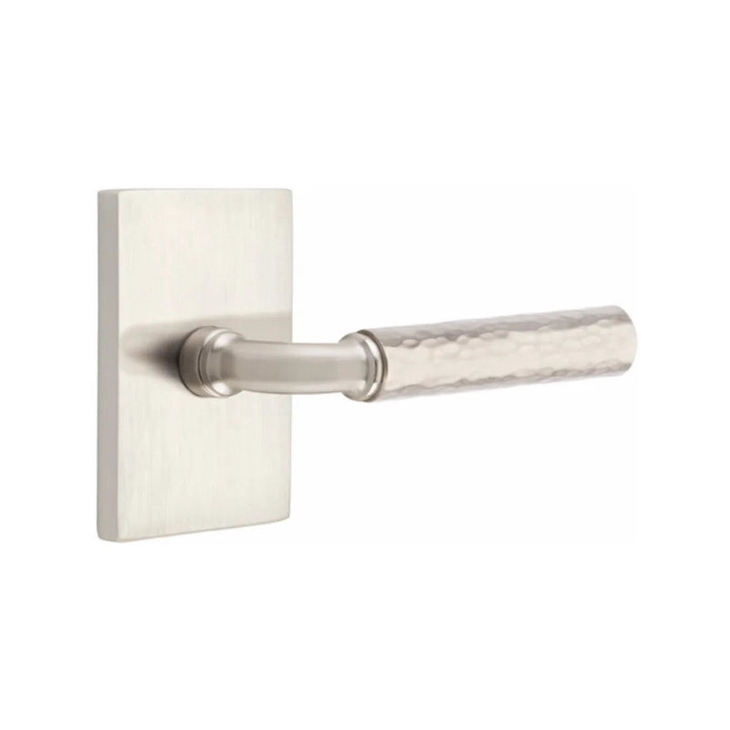 Emtek Select R-Bar Hammered Lever with Modern Rectangular Rosette in finish