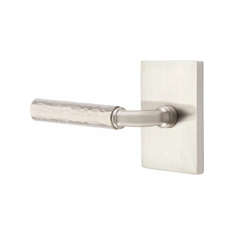 Emtek Select R-Bar Hammered Lever with Modern Rectangular Rosette in finish