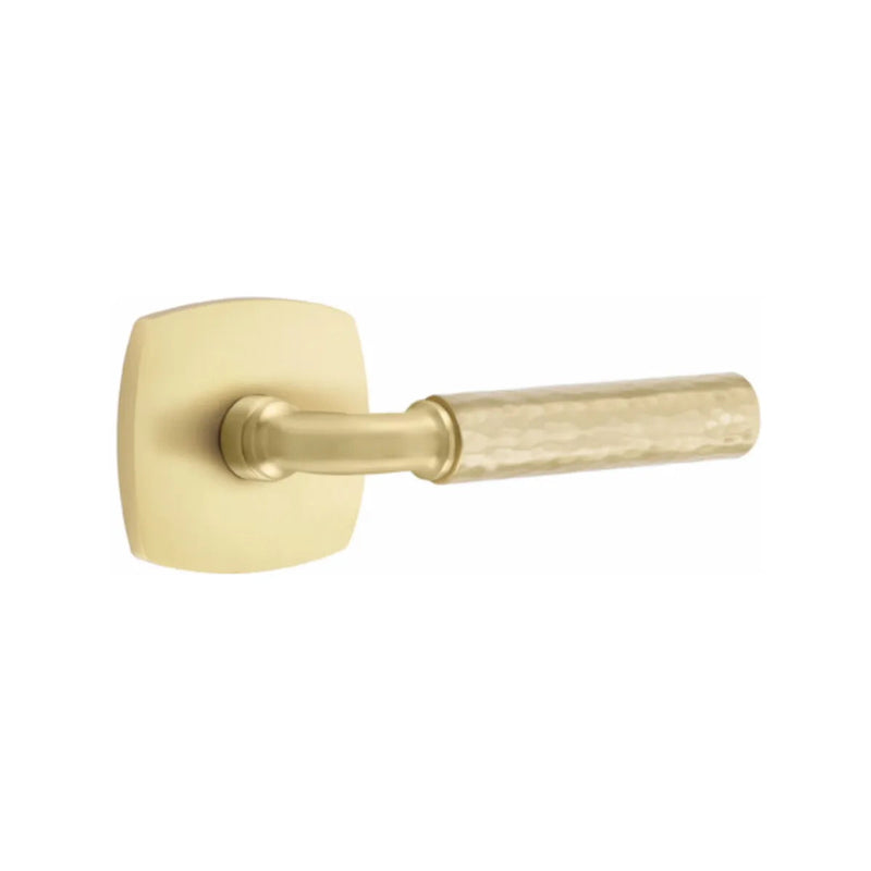 Emtek Select R-Bar Hammered Lever with Urban Modern Rosette in finish