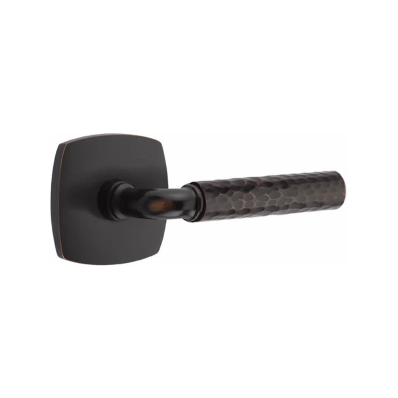 Emtek Select R-Bar Hammered Lever with Urban Modern Rosette in finish