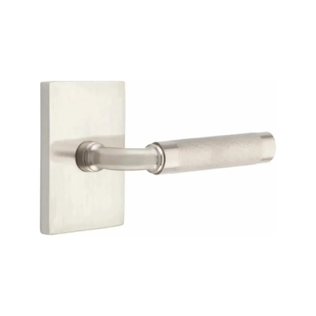 EmtekEmtek Select R-Bar Knurled Lever with Modern Rectangular Rosette in 