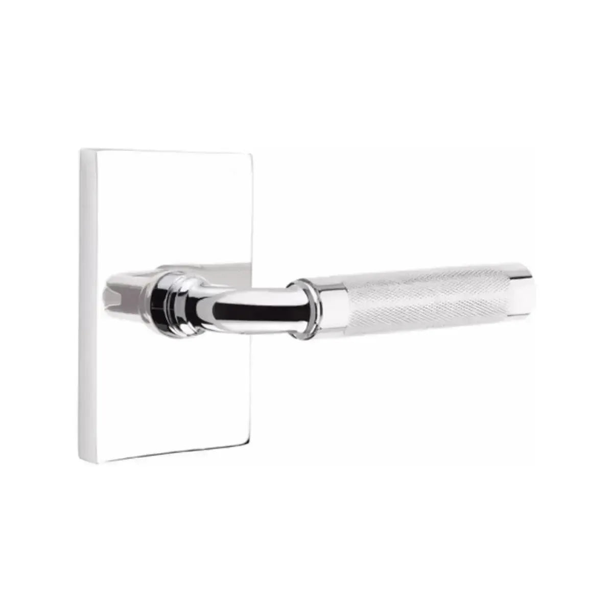 EmtekEmtek Select R-Bar Knurled Lever with Modern Rectangular Rosette in 