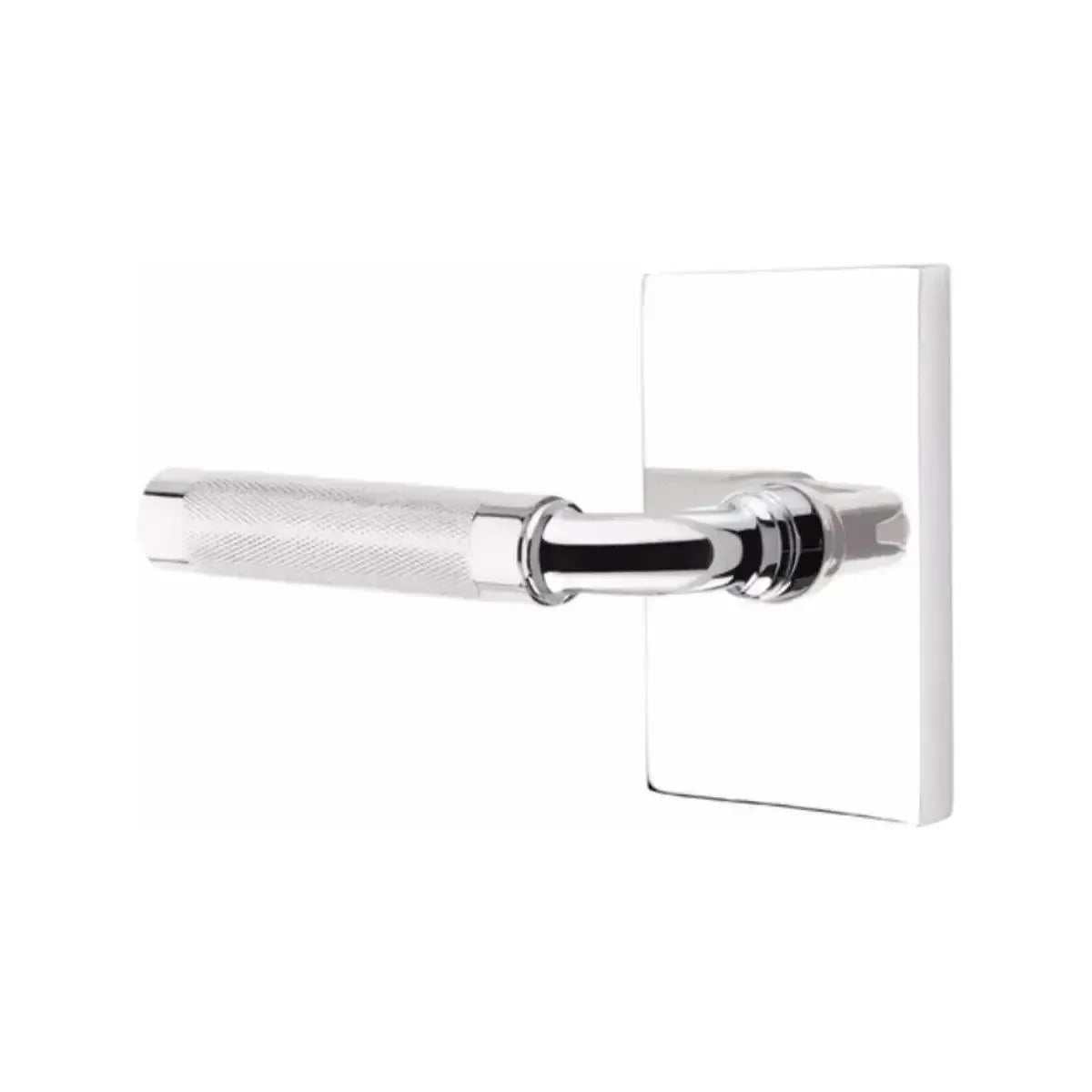 EmtekEmtek Select R-Bar Knurled Lever with Modern Rectangular Rosette in 