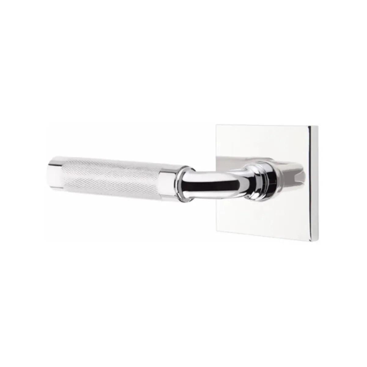 Emtek Select R-Bar Knurled Lever with Square Rosette in Polished Chrome finish