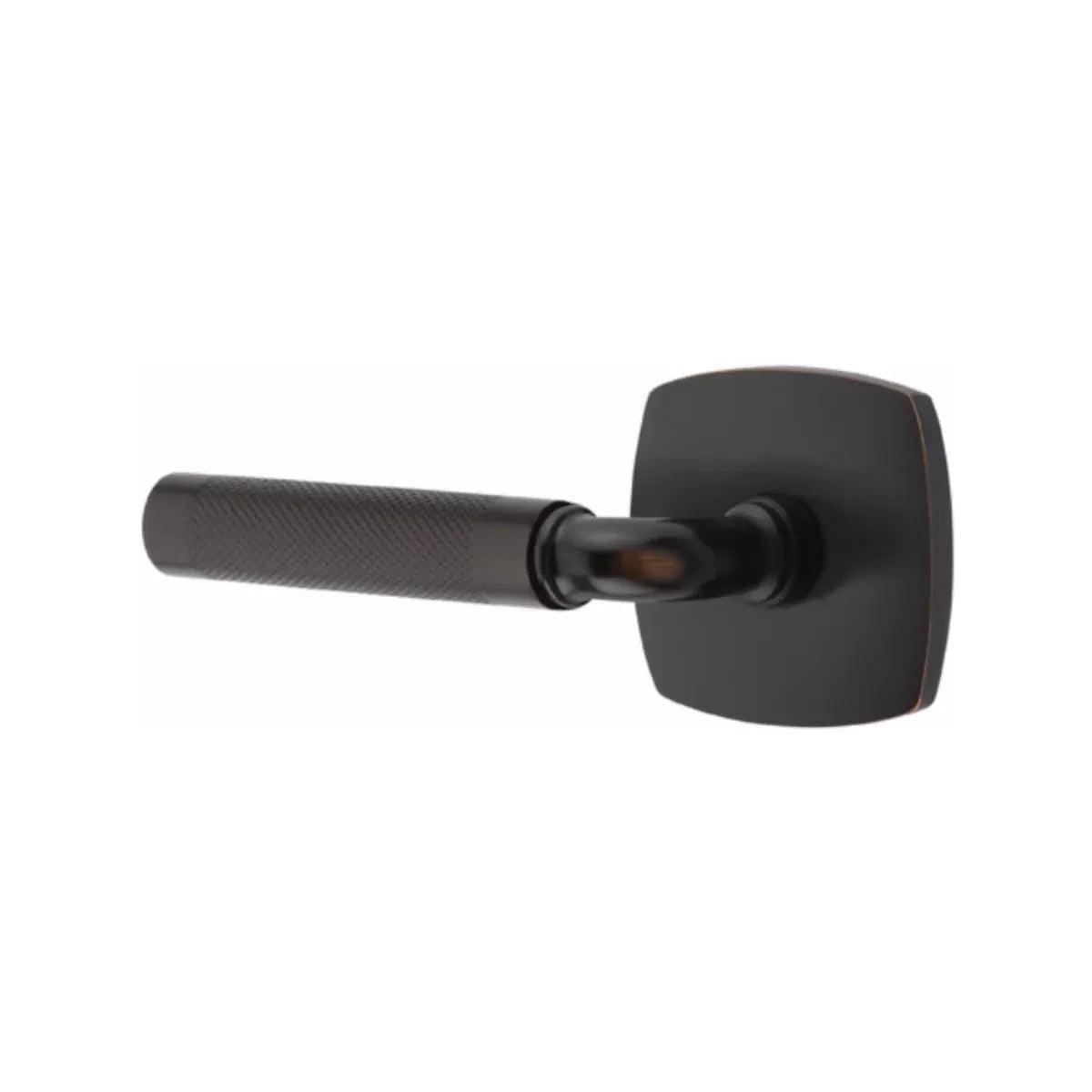Emtek Select R-Bar Knurled Lever with Urban Modern Rosette Oil Rubbed Bronze