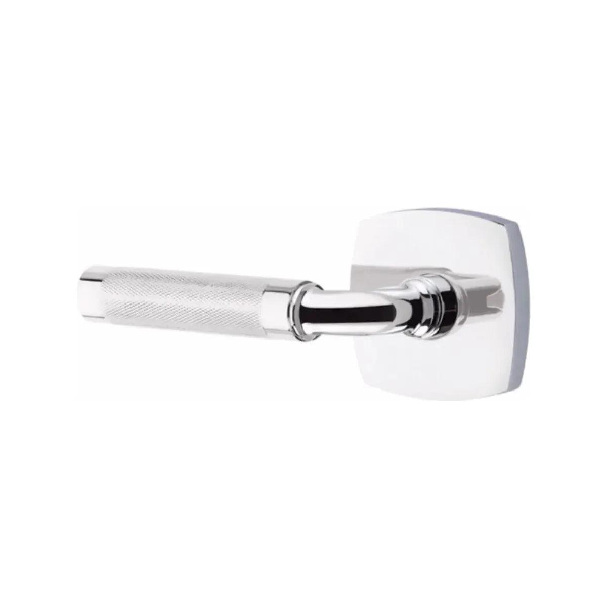 Emtek Select R-Bar Knurled Lever with Urban Modern Rosette Polished Chrome