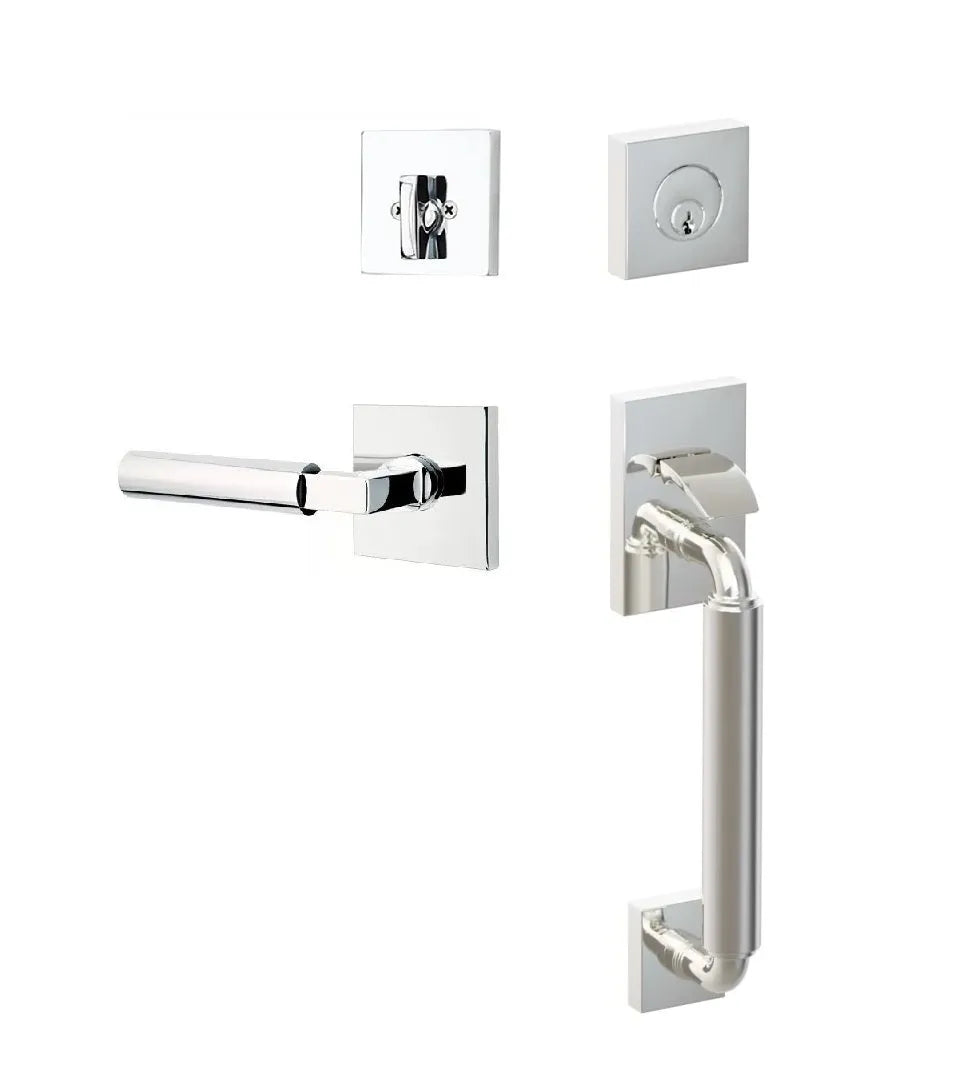 Emtek SELECT R-Bar Stem, Smooth Grip Sectional Tubular Entry Set with Hercules Lever in Lifetime Polished Nickel finish