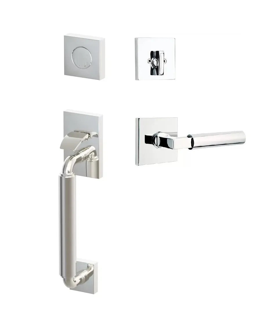 Emtek SELECT R-Bar Stem, Smooth Grip Sectional Tubular Entry Set with Hercules Lever in Lifetime Polished Nickel finish