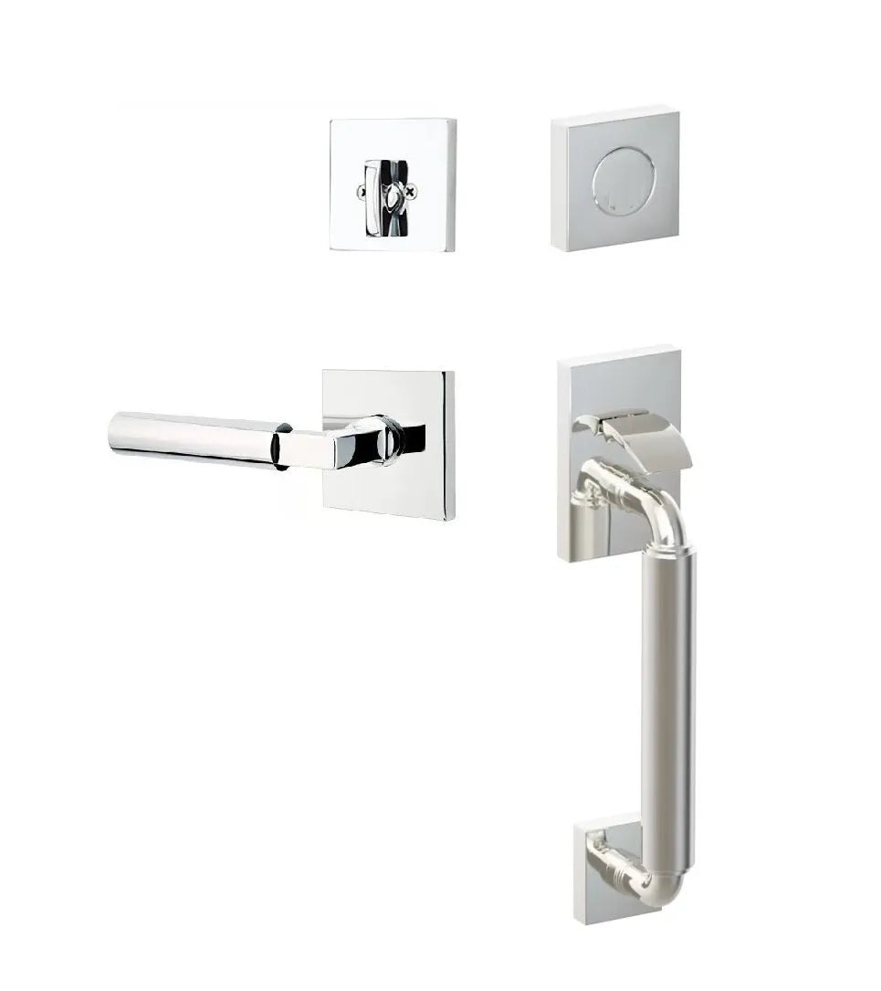 Emtek SELECT R-Bar Stem, Smooth Grip Sectional Tubular Entry Set with Hercules Lever in Lifetime Polished Nickel finish