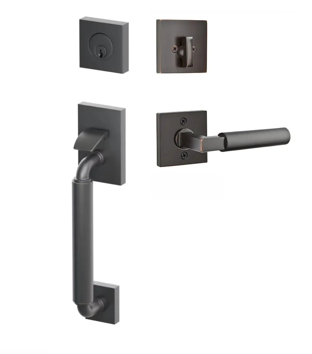 Emtek SELECT R-Bar Stem, Smooth Grip Sectional Tubular Entry Set with Hercules Lever in Oil Rubbed Bronze finish