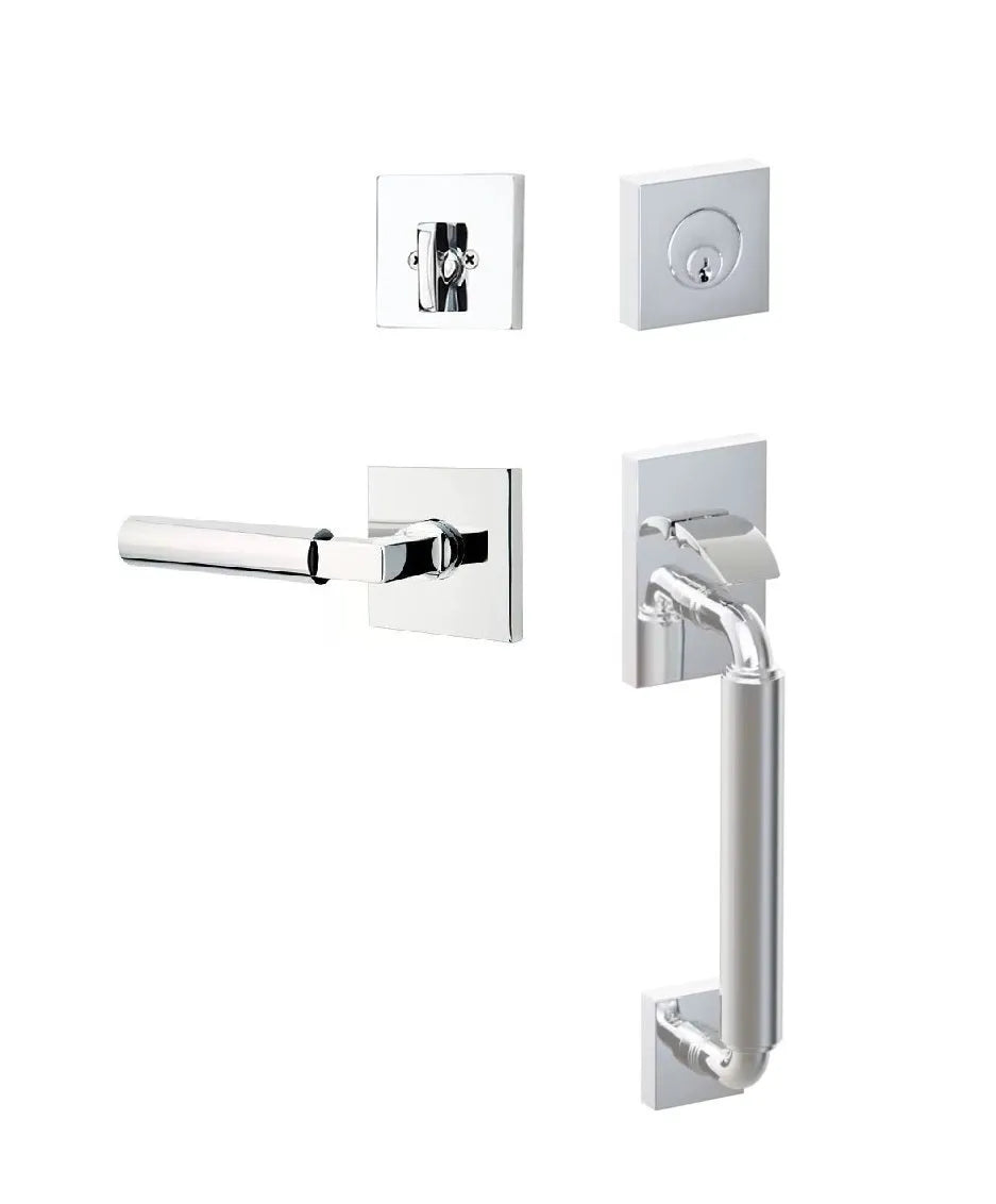 Emtek SELECT R-Bar Stem, Smooth Grip Sectional Tubular Entry Set with Hercules Lever in Polished Chrome finish
