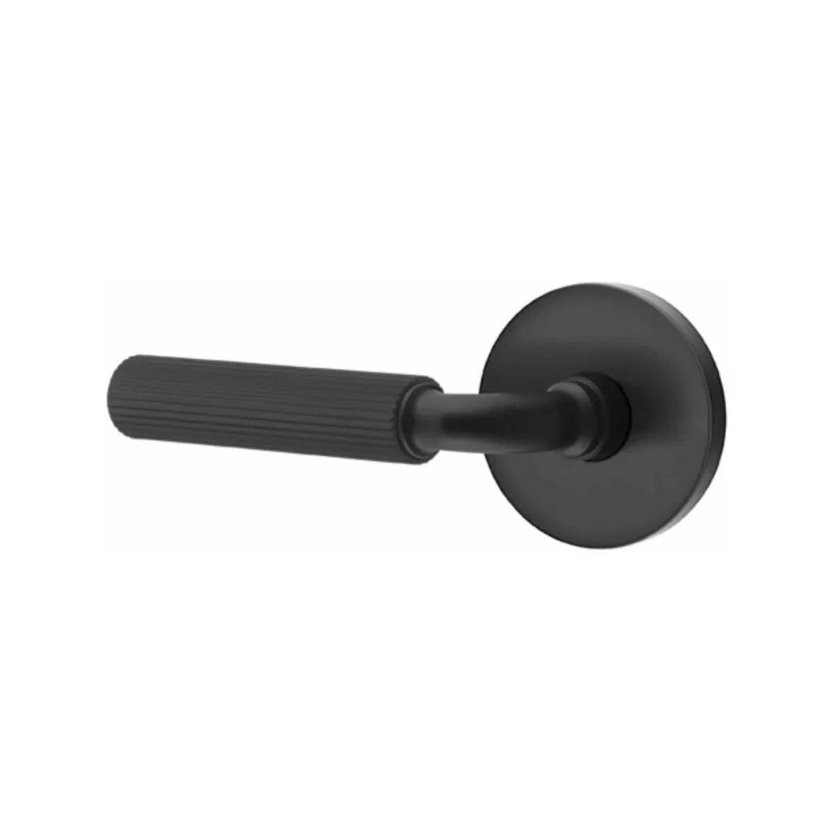 Emtek Select R-Bar Straight Knurled Lever with Disk Rosette Flat Black