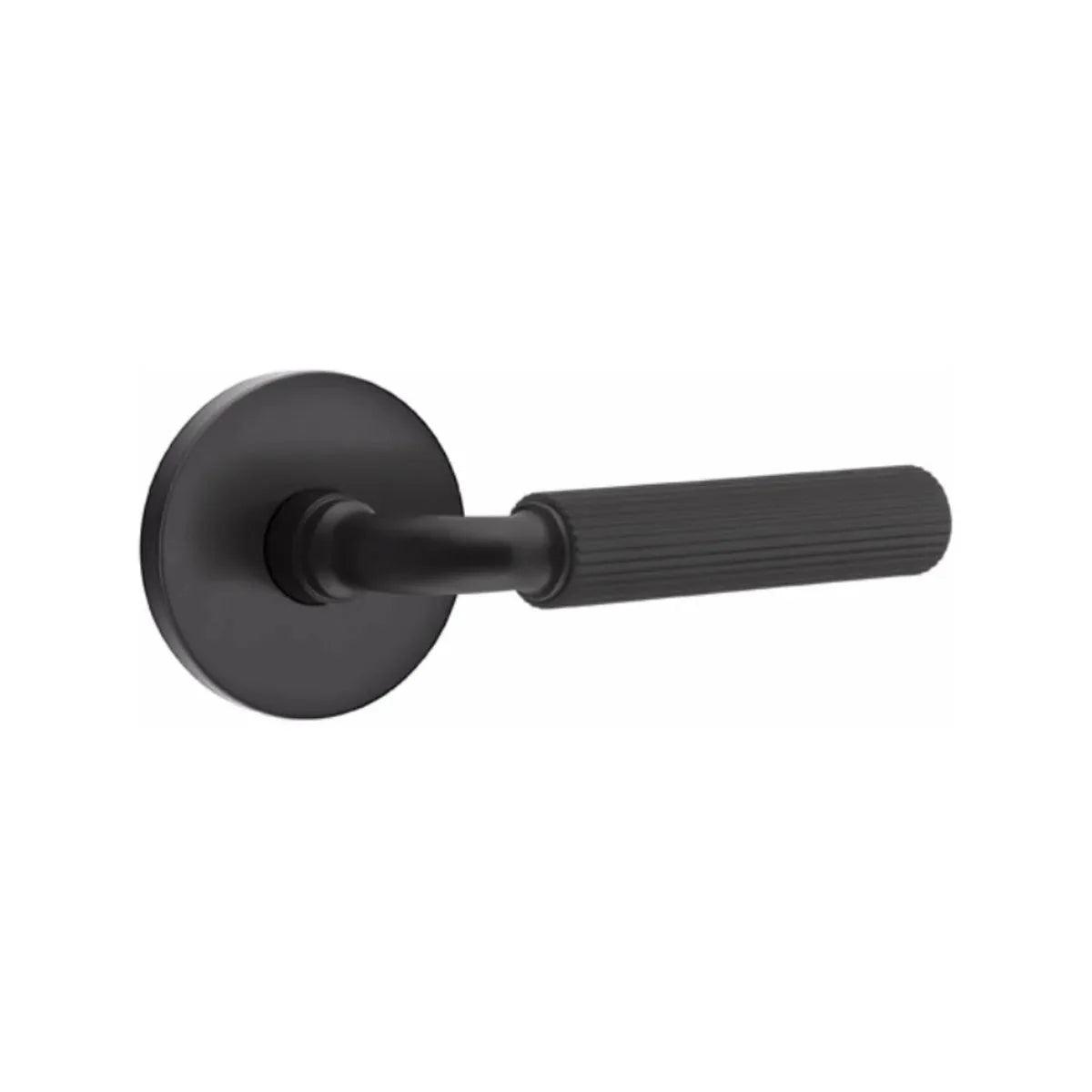Emtek Select R-Bar Straight Knurled Lever with Disk Rosette Flat Black