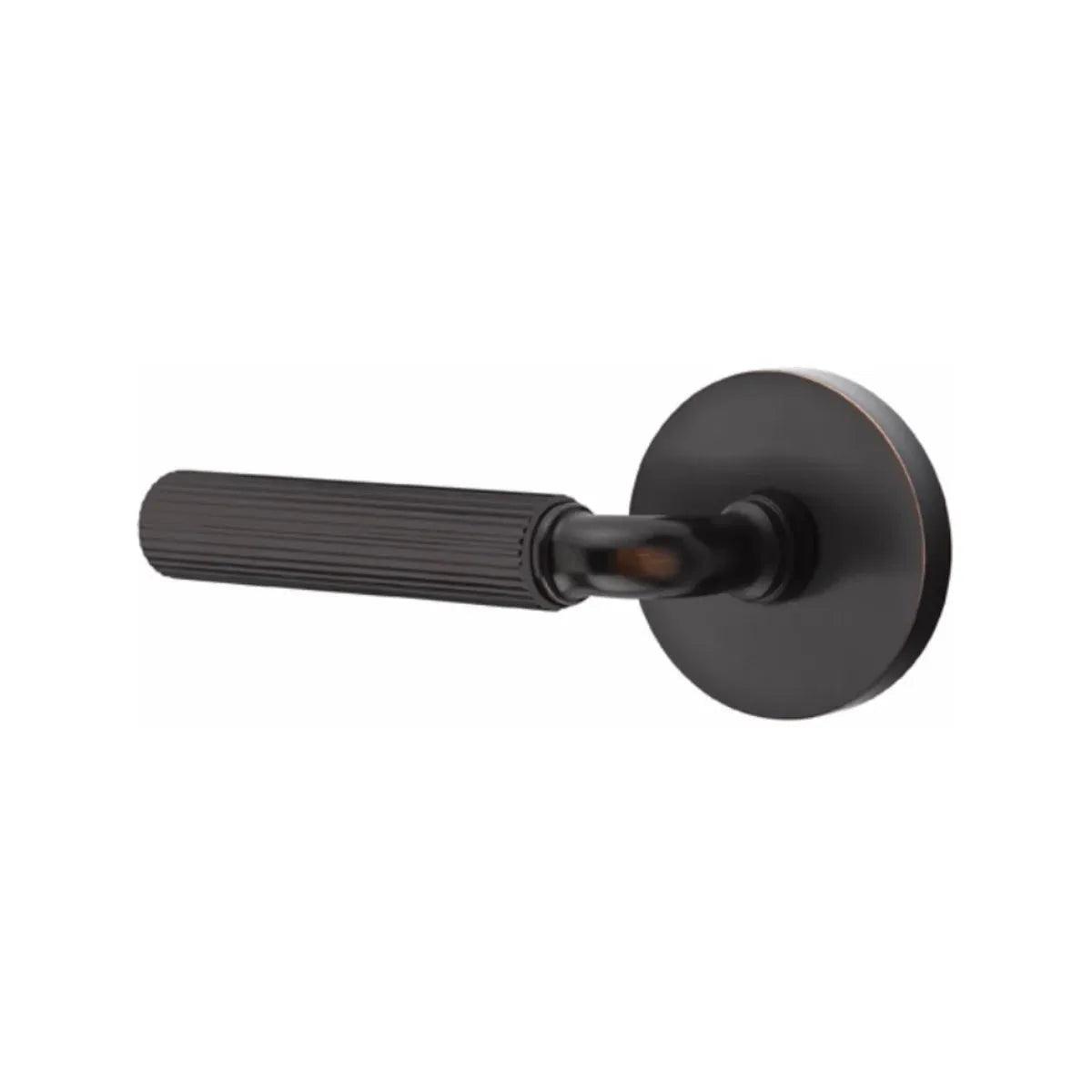 Emtek Select R-Bar Straight Knurled Lever with Disk Rosette Oil Rubbed Bronze