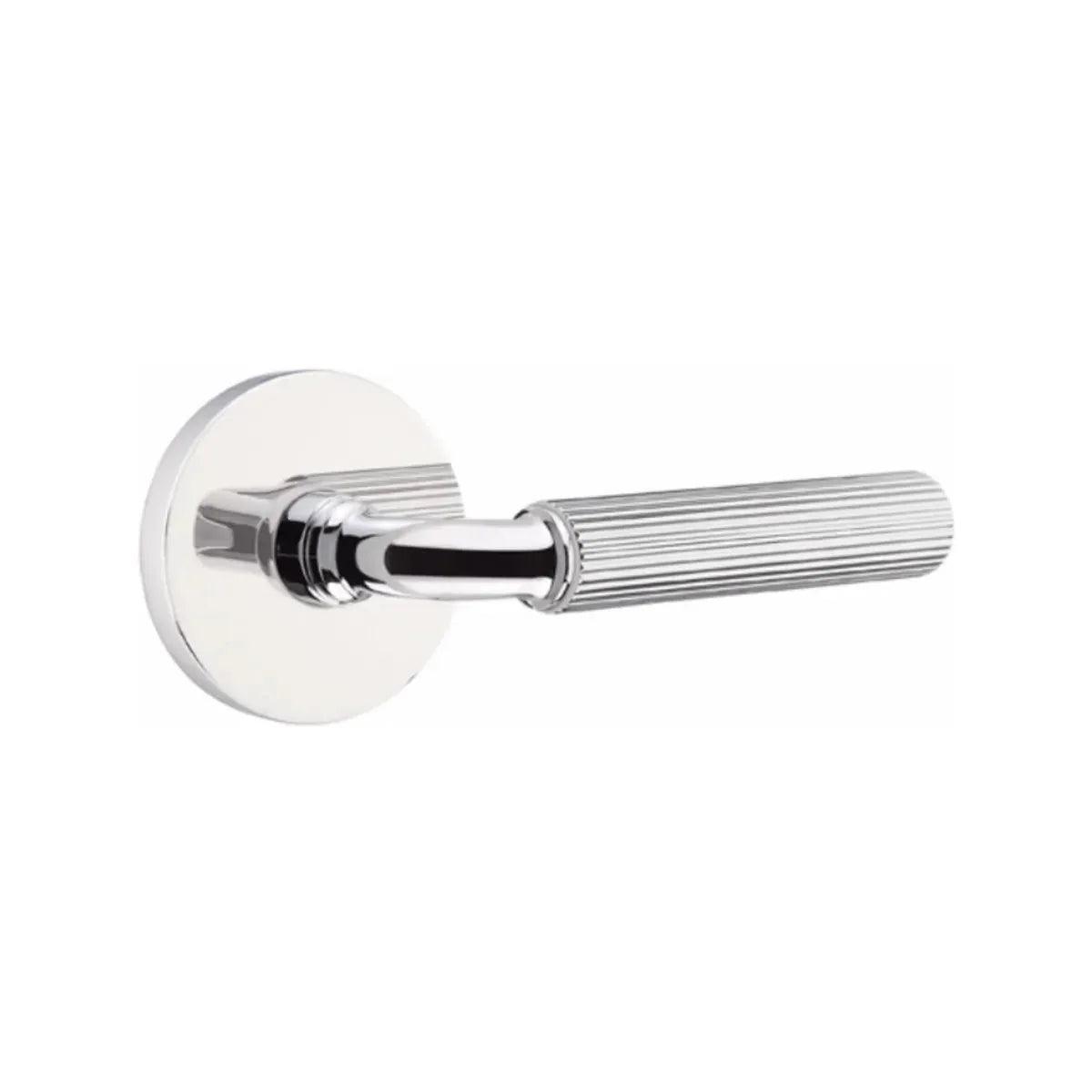Emtek Select R-Bar Straight Knurled Lever with Disk Rosette Polished Chrome