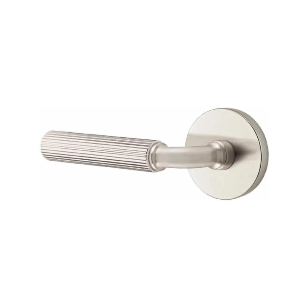Emtek Select R-Bar Straight Knurled Lever with Disk Rosette Satin Nickel