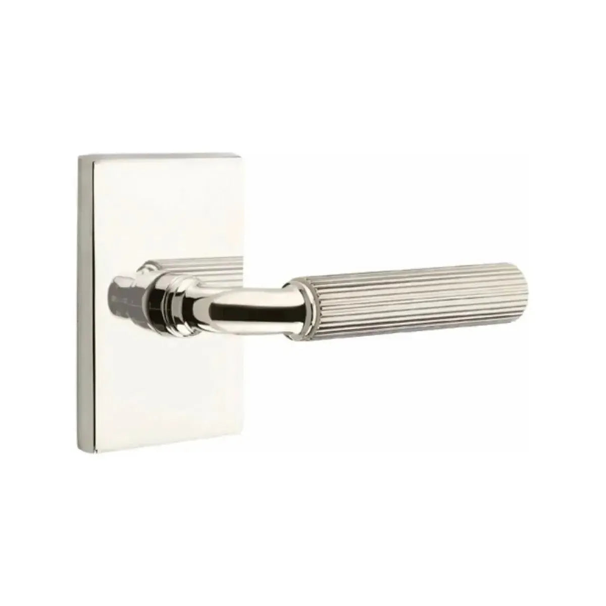 EmtekEmtek Select R-Bar Straight Knurled Lever with Modern Rectangular Rosette in 
