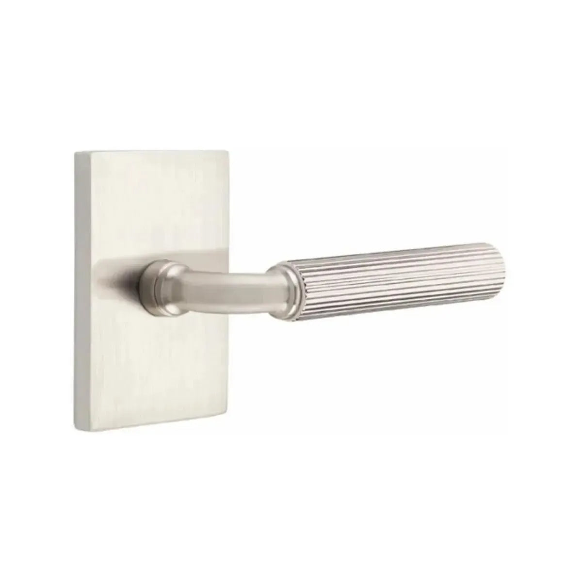 EmtekEmtek Select R-Bar Straight Knurled Lever with Modern Rectangular Rosette in 