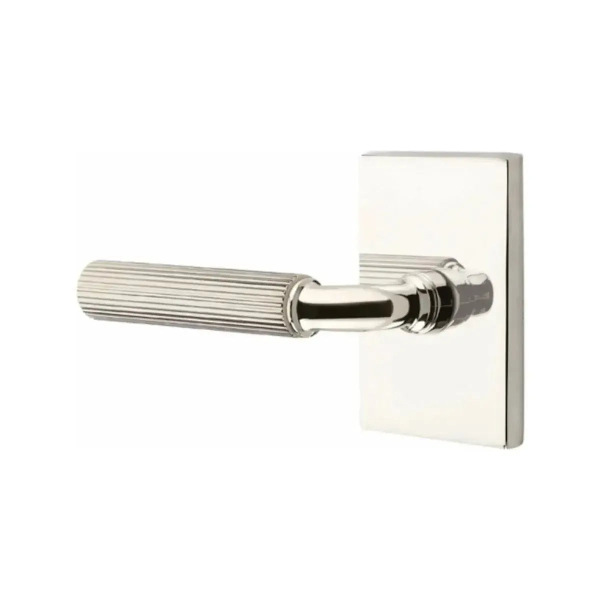 EmtekEmtek Select R-Bar Straight Knurled Lever with Modern Rectangular Rosette in 
