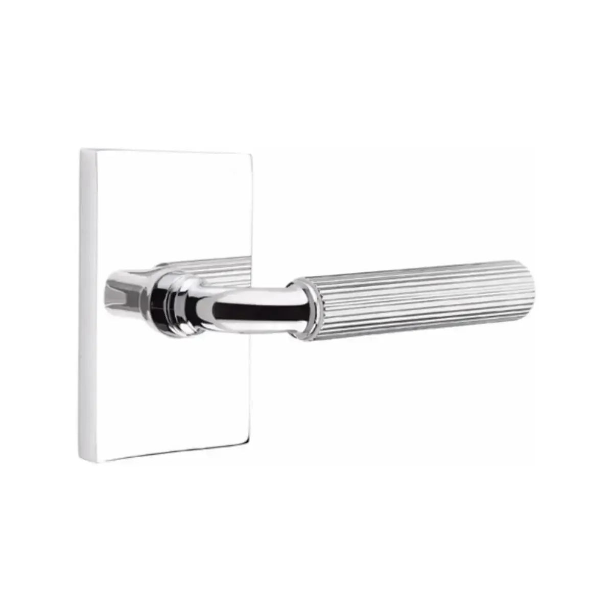 EmtekEmtek Select R-Bar Straight Knurled Lever with Modern Rectangular Rosette in 