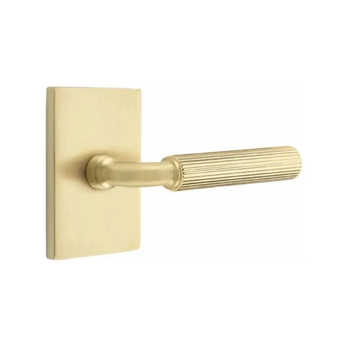 EmtekEmtek Select R-Bar Straight Knurled Lever with Modern Rectangular Rosette in 