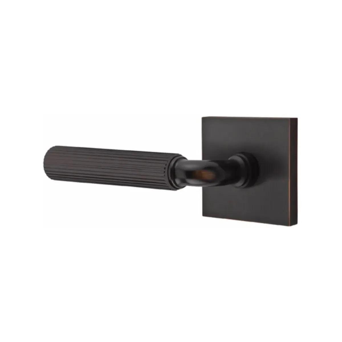 Emtek Select R-Bar Straight Knurled Lever with Square Rosette Oil Rubbed Bronze