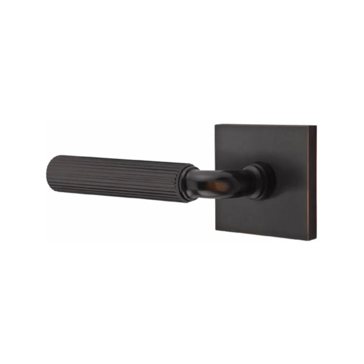 Emtek Select R-Bar Straight Knurled Lever with Square Rosette Oil Rubbed Bronze