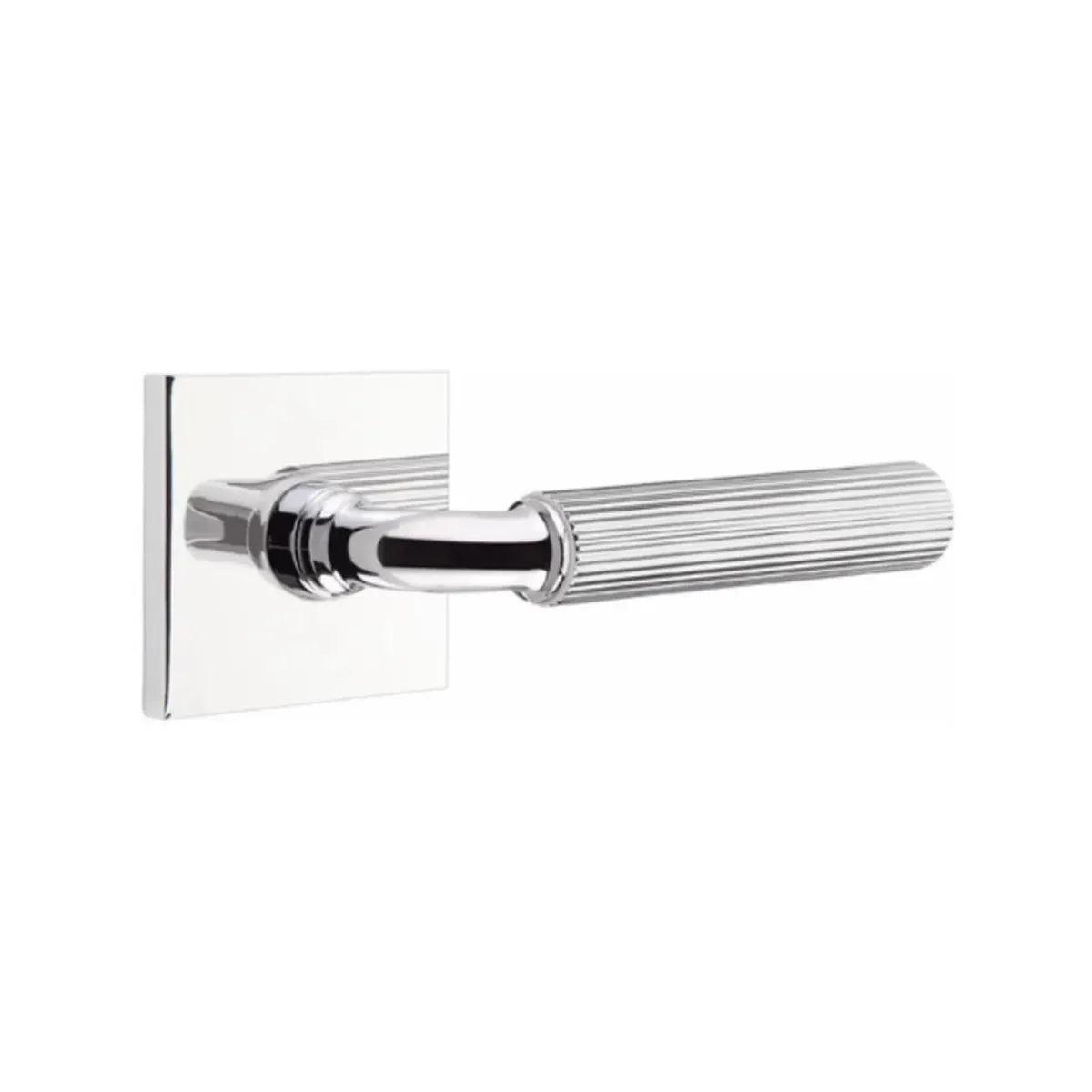 Emtek Select R-Bar Straight Knurled Lever with Square Rosette Polished Chrome