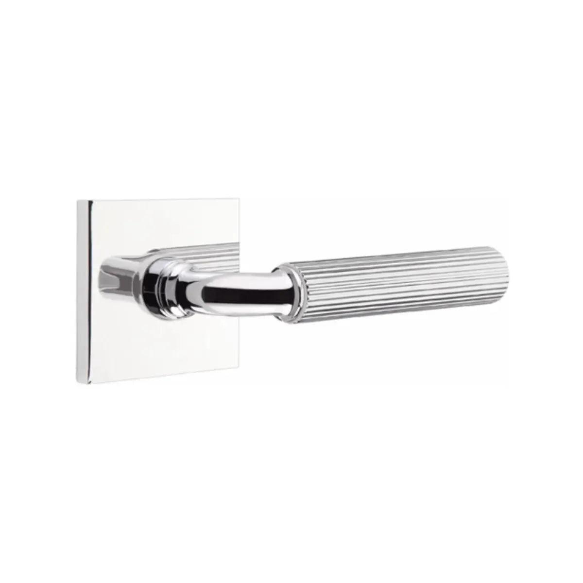 Emtek Select R-Bar Straight Knurled Lever with Square Rosette Polished Chrome