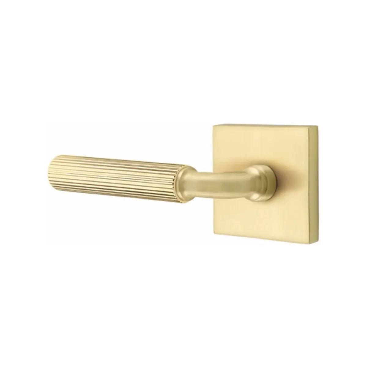 Emtek Select R-Bar Straight Knurled Lever with Square Rosette Satin Brass