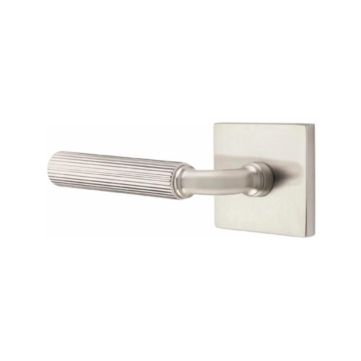 Emtek Select R-Bar Straight Knurled Lever with Square Rosette Satin Nickel